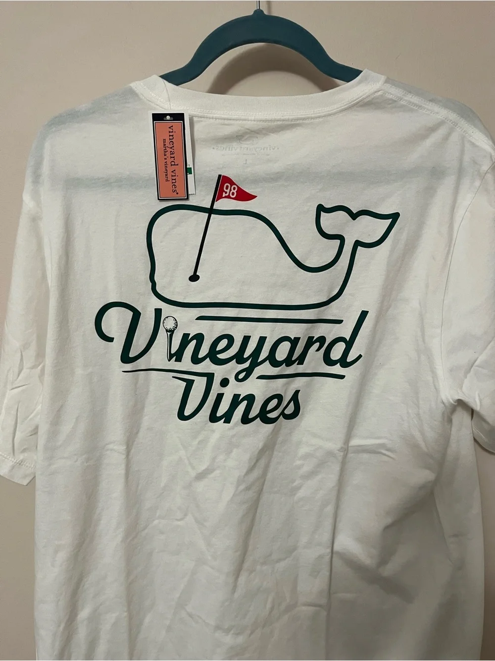 Vineyard Vines White Tee with Green Whale and Red Accent - Picture 1 of 6